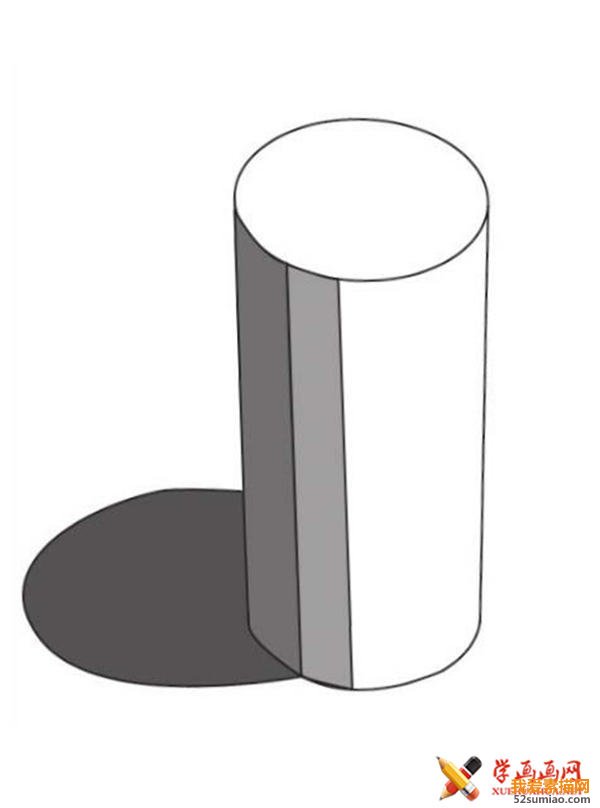 素描入門教系列程：素描幾何體圓柱體的畫法步驟(2)